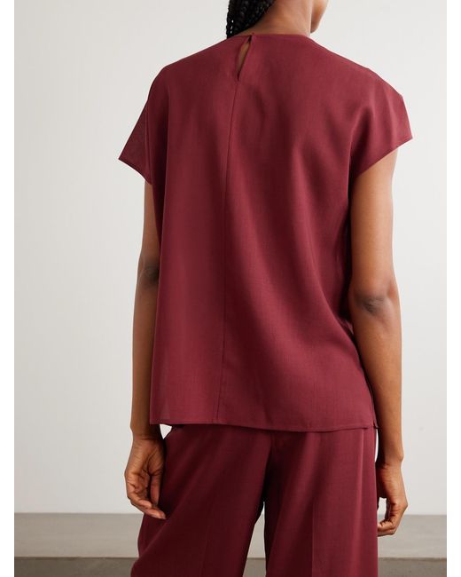 Joseph Broca Gathered Wool-Blend Crepe Blouse