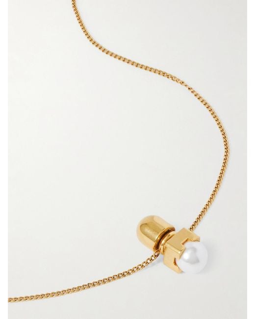 Totême  Natural Tone And Faux Pearl Necklace