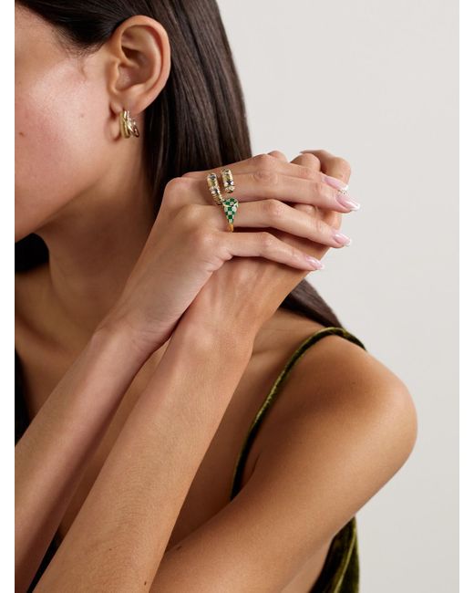 Yvonne Léon Green Baby Chevalière Marquise 9-Karat And, Enamel And Diamond Signet Ring
