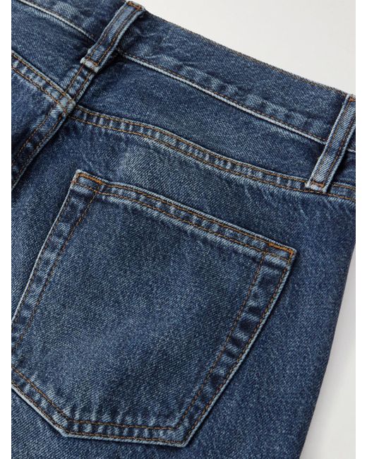 FRAME Blue The Hang Cropped Mid-Rise Straight-Leg Jeans