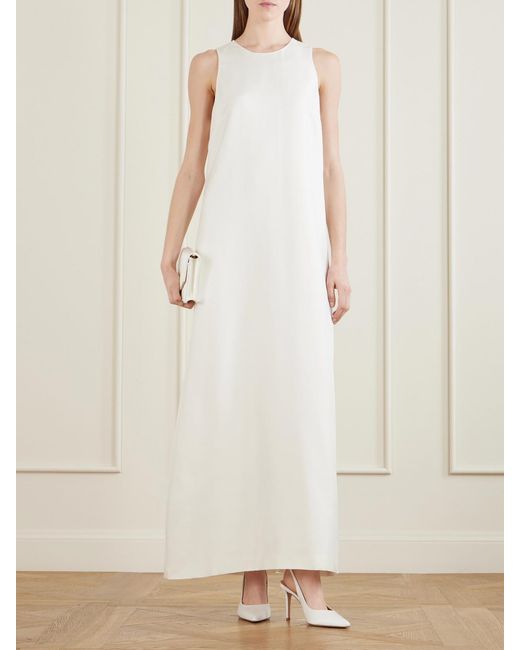 Gianvito Rossi White Ribbon 85 Satin Slingback Pumps