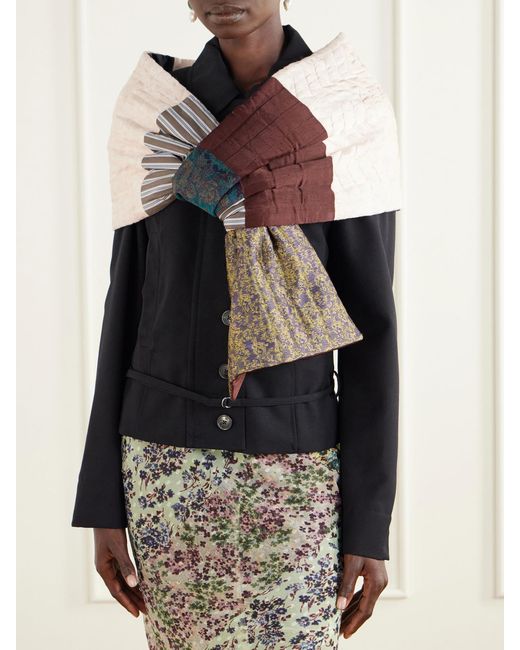Dries Van Noten Brown Patchwork Quilted Scarf