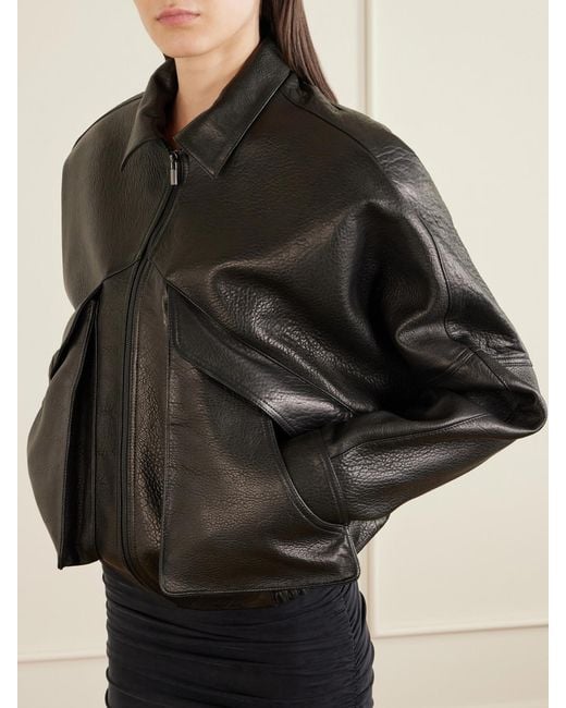 Magda Butrym Black Textured-Leather Biker Jacket