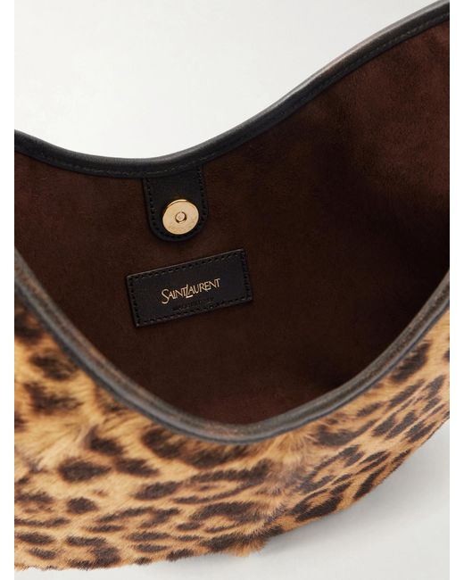 Saint Laurent Multicolor Mombasa Leather-Trimmed Leopard-Print Pony Hair Shoulder Bag