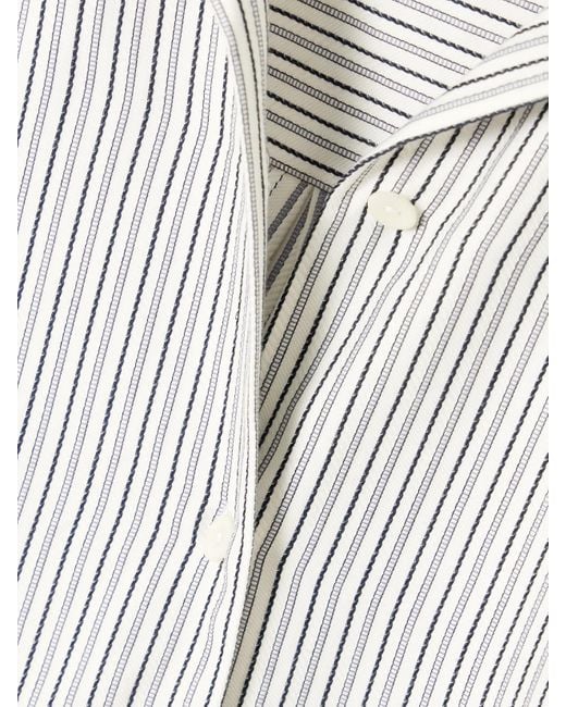 Faithfull The Brand White En Vau Gestreiftes Hemd Aus Einer Bestickten Biobaumwollmischung