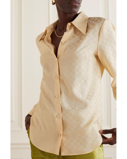 Gucci Natural Silk-Jacquard Shirt