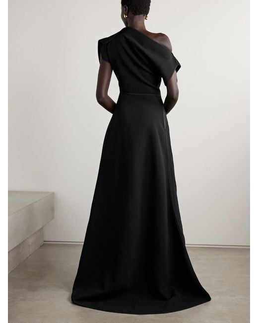 Maticevski Black Synergy Off-The-Shoulder Draped Crepe Gown