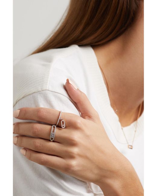 Messika Natural Move Uno Tassel 18-Karat Rose Diamond Ring