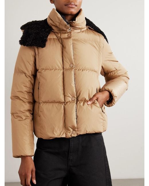 Moncler Brown Castelnou Appliquéd Hooded Fleece-Trimmed Shell Down Jacket