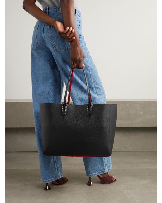 Christian Louboutin Black Cabata Tote Aus Strukturiertem Leder Mit Nieten