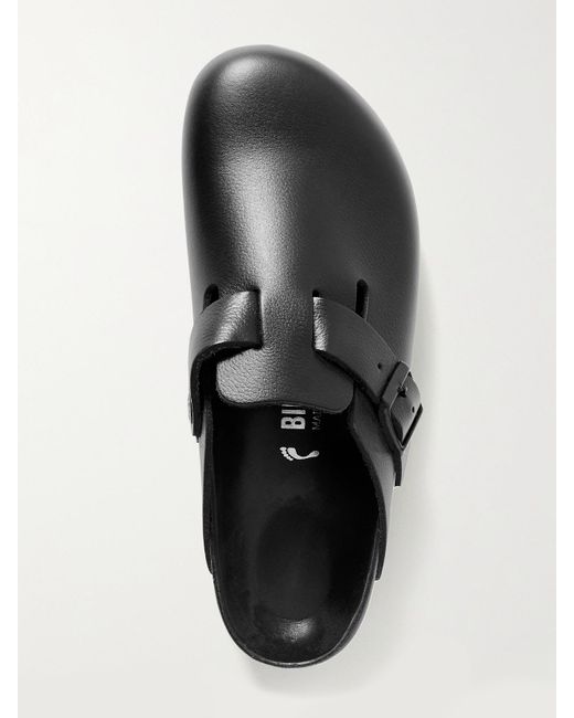 Birkenstock Black Boston Clogs Aus Leder Mit Velourslederbesatz
