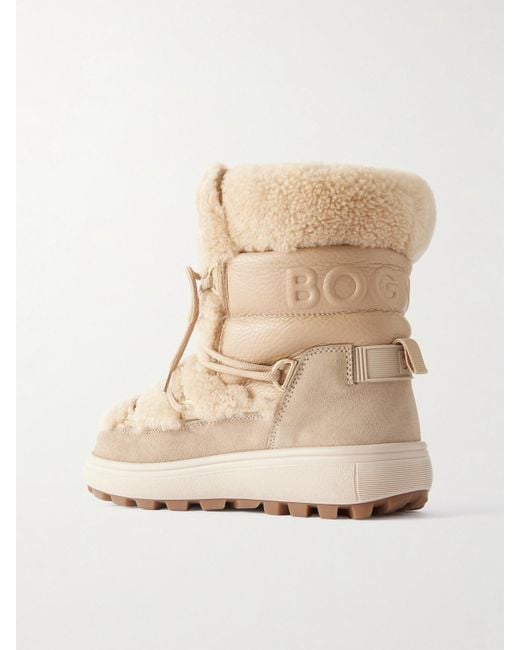 Bogner Natural Chamonix Schneestiefel Aus Shearling, Strukturiertem Leder Und Veloursleder