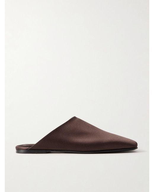 Loro Piana Brown Alba Satin Slippers