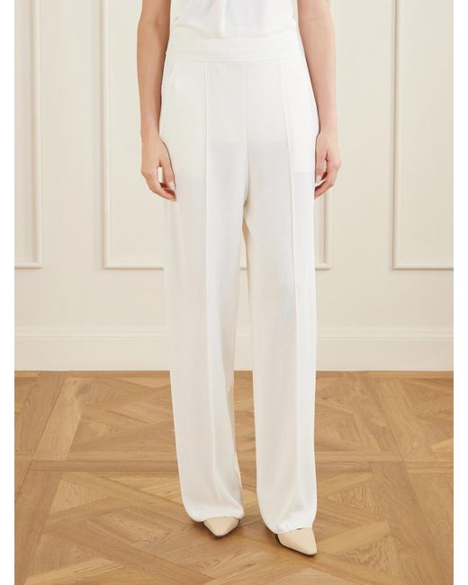 Lanvin White Ribbed-Knit Wide-Leg Pants