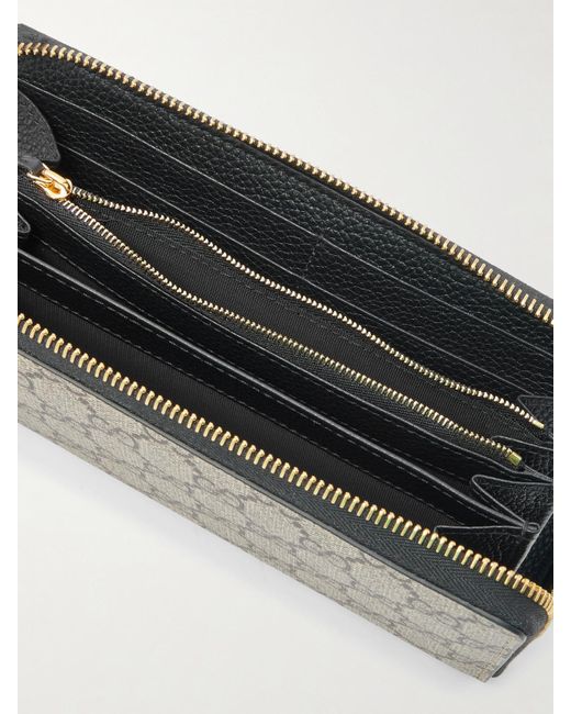 Gucci Black Petite Marmont Textured Leather-Trimmed Printed Coated-Canvas Wallet
