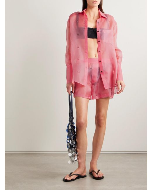 Kiki de Montparnasse Pink Laser-Cut Silk-Organza Shirt
