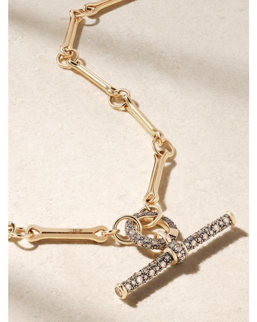 Lucy Delius Natural Show Your Bones And T-Bar Trombone Link 14-Karat, Rhodium-Plated And Diamond Necklace
