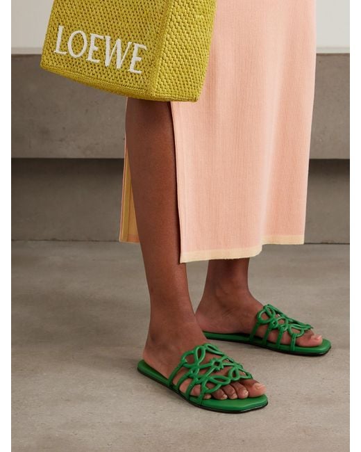 Loewe Green Paula's Ibiza Petal Anagram Leather Slides