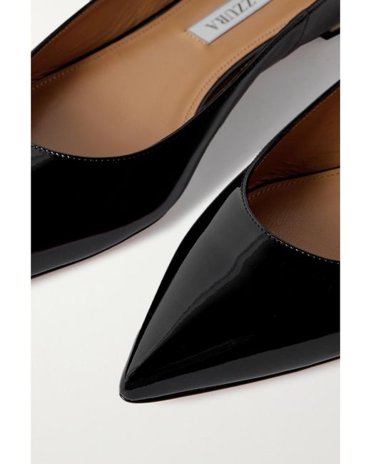 Aquazzura White Love Affair Patent-Leather Point-Toe Flats