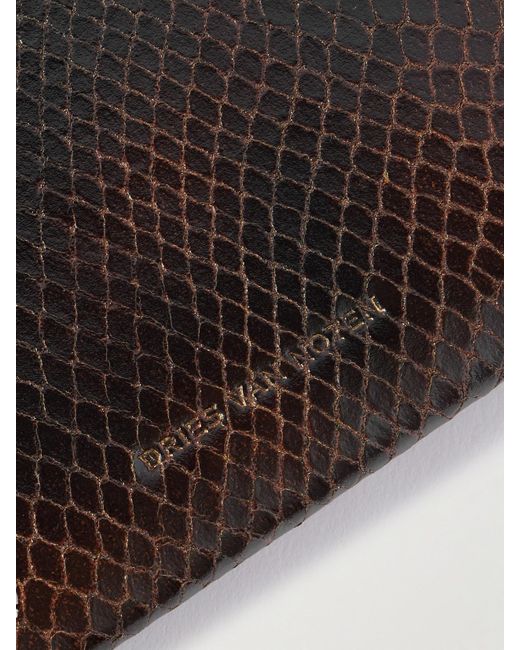 Dries Van Noten Black Mittelgroße Clutch Aus Leder Mit Schlangeneffekt
