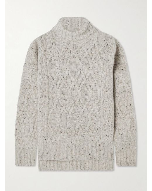 James Purdey & Sons Gray Cable-Knit Wool And Cashmere-Blend Turtleneck Sweater