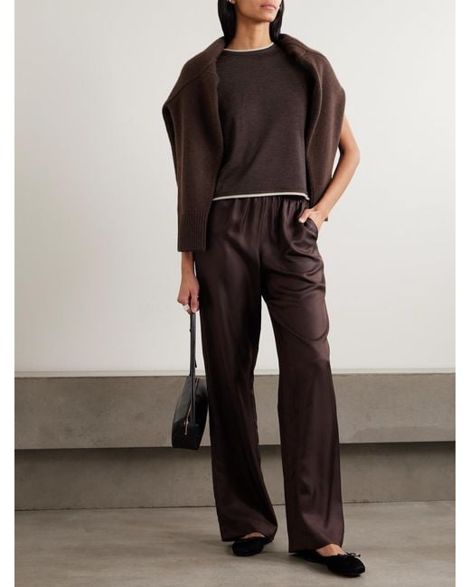 arch4 Brown Selcombe Layered Two-Tone Organic Cashmere Top