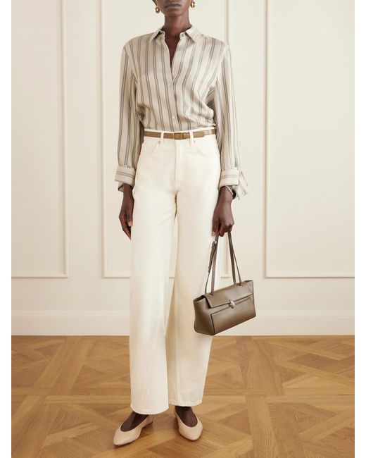 SAVETTE Natural Symmetry Trapeze Leather Shoulder Bag