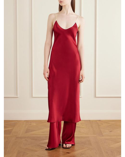 Comme Si Red Silk-Bias Pants