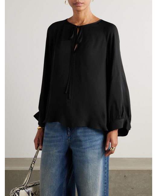 Nili Lotan Black Acadia Bluse Aus Seidenchiffon