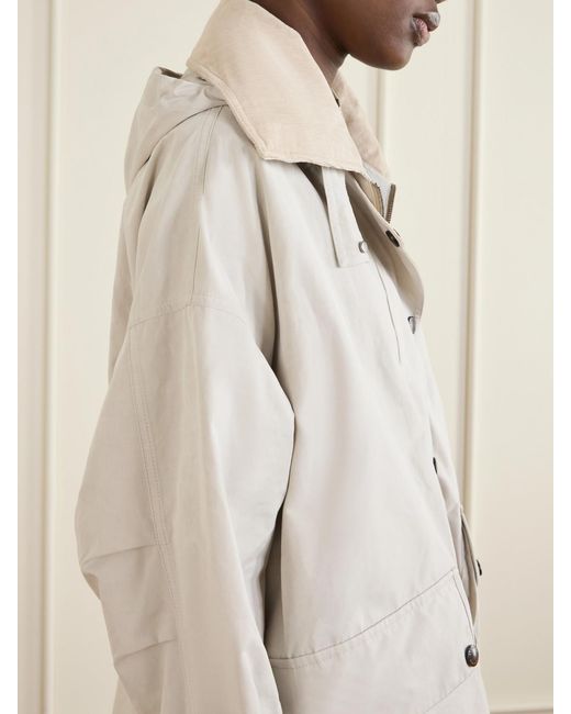 Brunello Cucinelli Natural Corduroy-Trimmed Cotton And Linen-Blend Coat
