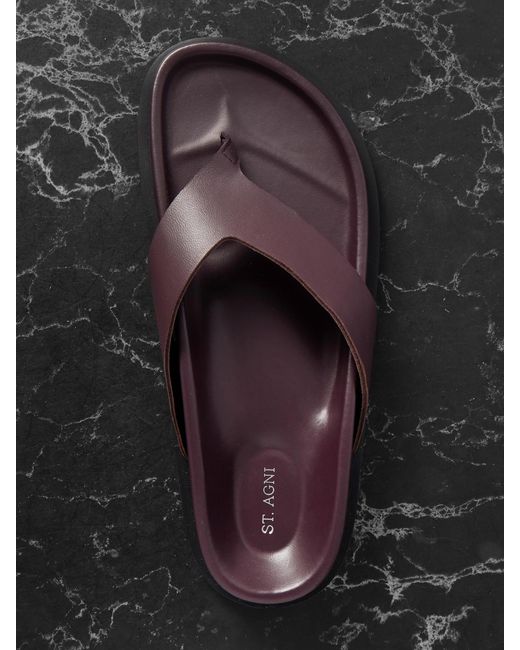 St. Agni White Leather Flip Flops