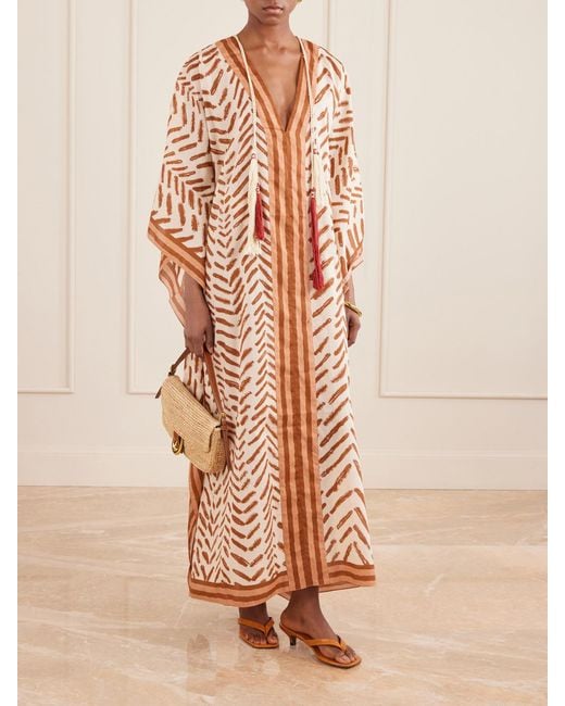 Johanna Ortiz White The Secret Of The Sun Printed Cotton Kaftan