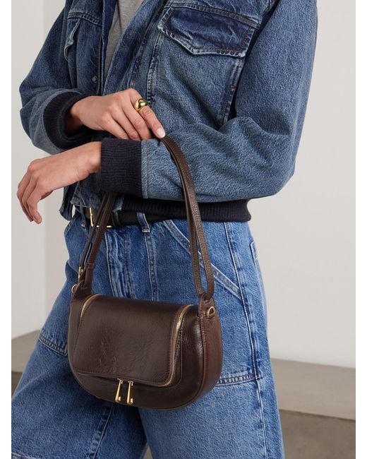 Anya Hindmarch Gray Vere Small Crinkled-Leather Shoulder Bag