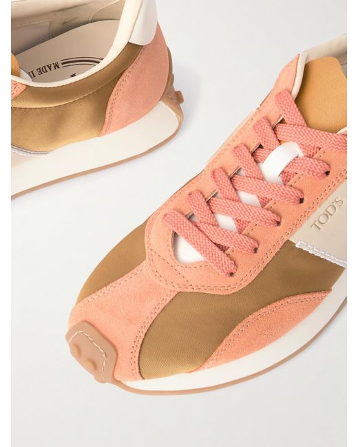 Tod's Pink Sportivo Active Sneakers Aus Shell Mit Veloursleder- Und Lederbesätzen
