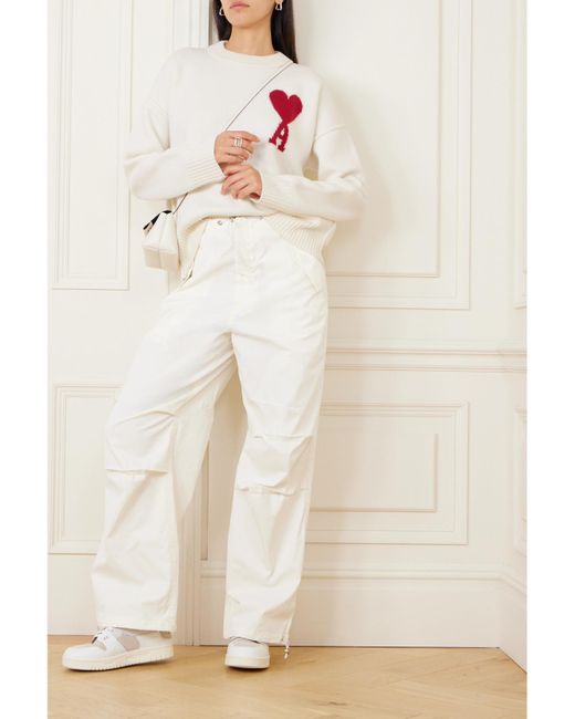 AMI White Adc Intarsia Wool Sweater