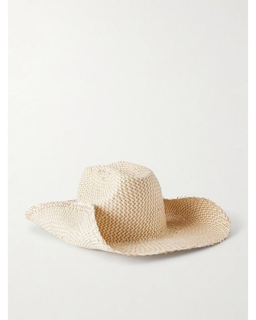 Ruslan Baginskiy Natural Cowboy Monogram-Embellished Straw Hat