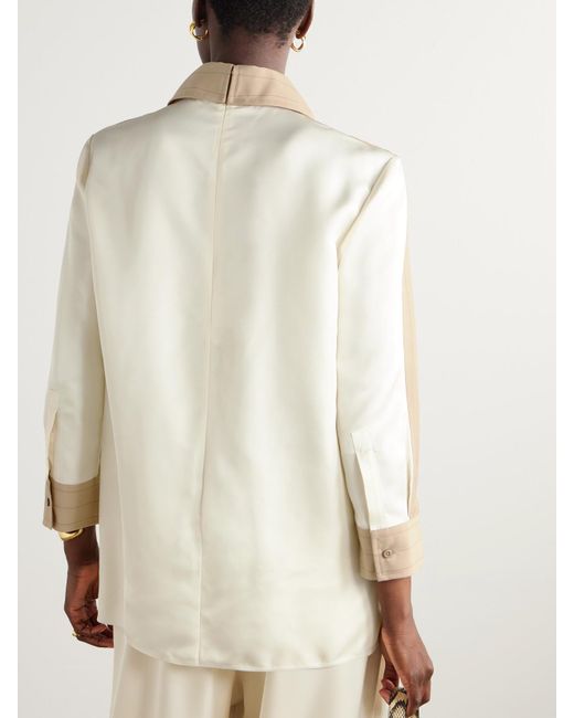 Jil Sander Natural Bluse Aus Einer Woll-Mohairmischung Mit Nadelstreifen