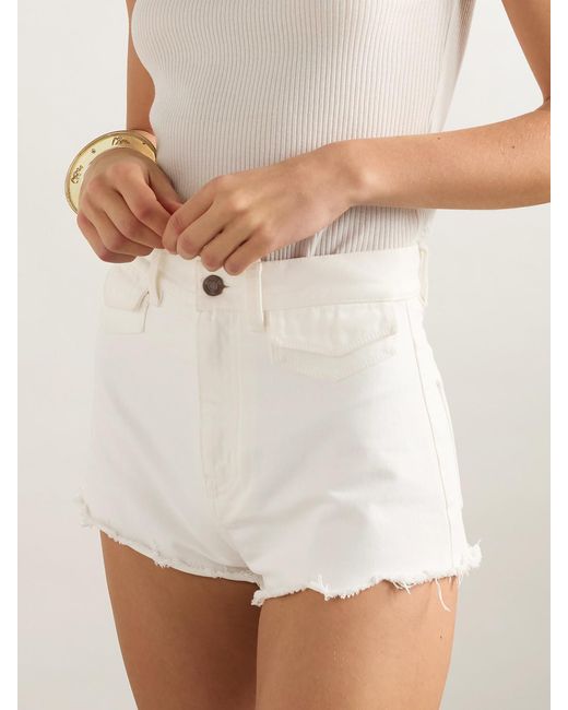 Chloé White Cut-Off Denim Shorts