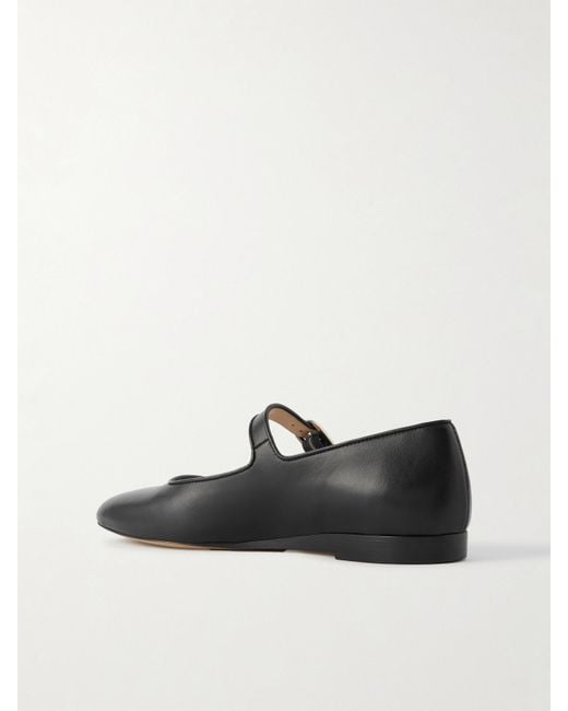 Le Monde Beryl Black Leather Mary Jane Ballet Flats