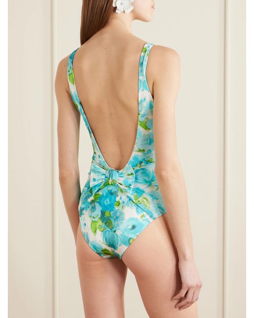 Chloé Blue Floral-Print Swimsuit