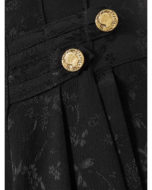 Maison Mayle Black Vali Embellished Pleated Silk-Jacquard Tapered Pants