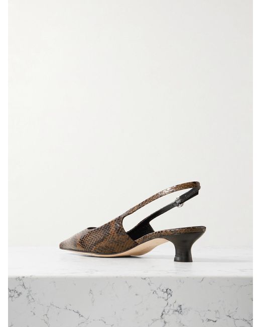 Aeyde Natural Catrina Slingback-Pumps Aus Leder Mit Schlangeneffekt