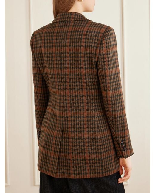 Max Mara Brown Mxmgalgosce Houndstooth Wool And Cotton-Blend Blazer