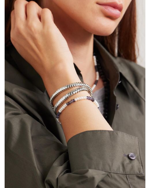 Loren Stewart Natural 14-Karat, Iolite And Pearl Bracelet
