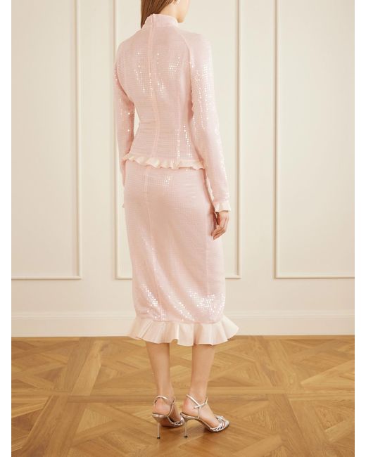 Alessandra Rich Pink Sequin-Embellished Silk-Georgette Midi Dress