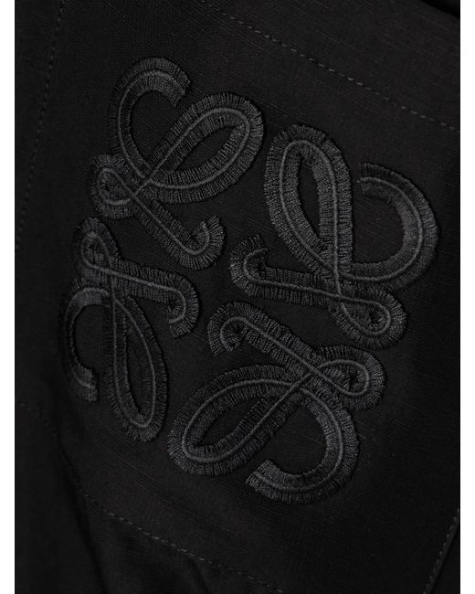 Loewe Black Paula's Ibiza Mini-Hemdblusenkleid Aus Voile Mit Applikation Und Bindegürtel