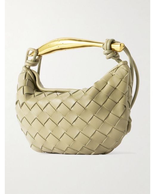 Bottega Veneta White Sardine Mini Intrecciato Leather Shoulder Bag