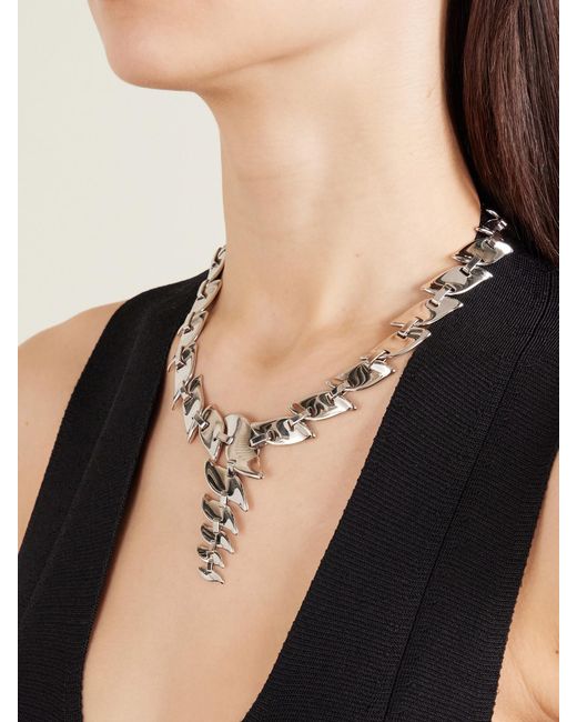 Khaite White Leaf-Tone Necklace