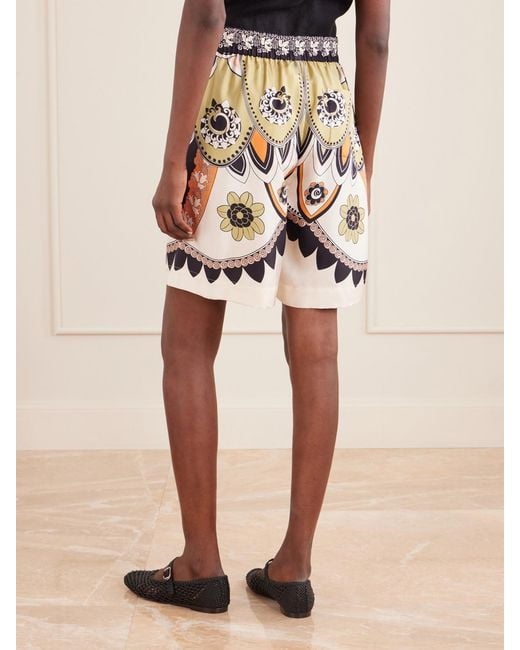 LaDoubleJ Green Palazzo Printed Silk-Twill Shorts