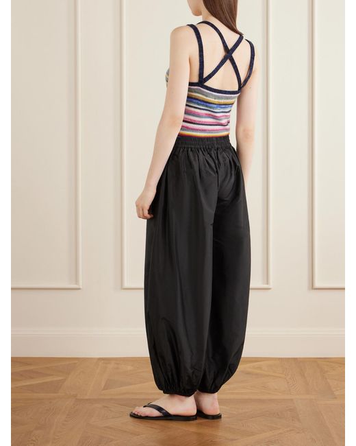 Suzie Kondi Black Sofia Silk-Taffeta Wide-Leg Pants